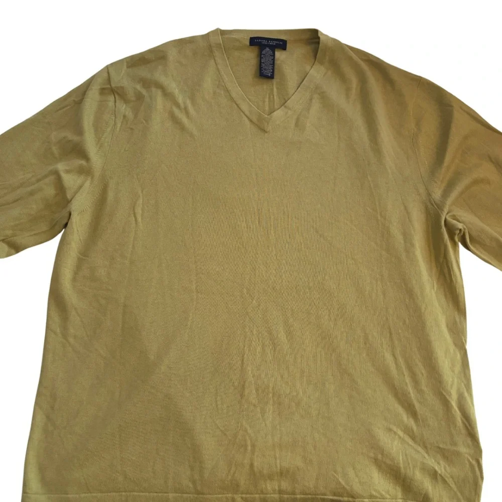 Banana Republic Men's Green Cotton Silk & Cashmere V-Neck Long Sleeve Pullover